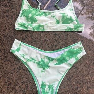 SHEIN Green Tie-Dye Bikini